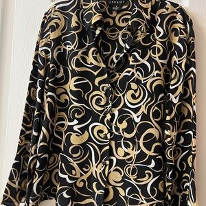 Spenser Jeremy Black and Gold Swirl Button Down Shirt
